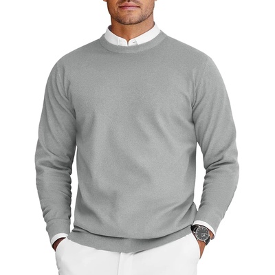 New Mens Crew Neck Sweaters Long Sleeve Lightweight Knit Dr