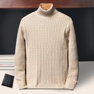New Men's Turtleneck Sweaters Autumn Knitted Striped Street
