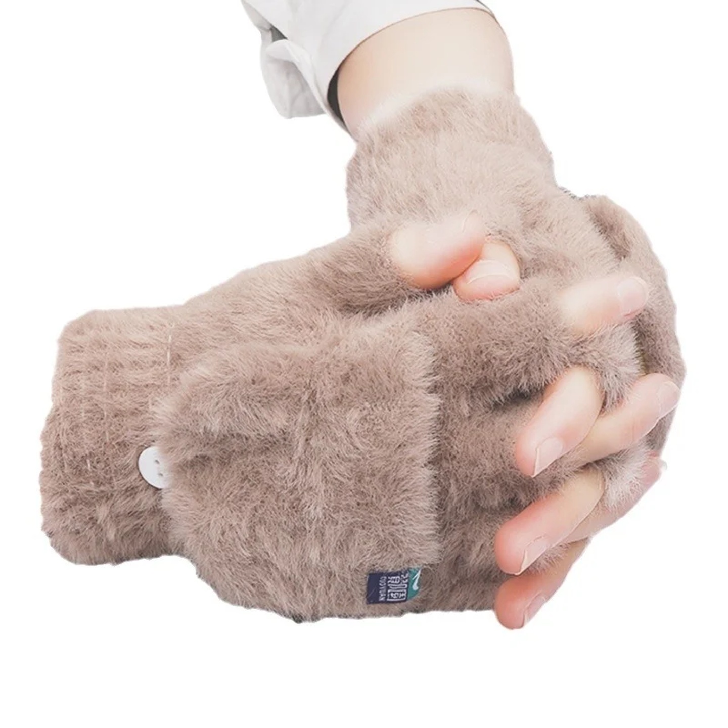 Plush Fingerless Gloves Female Winter Mitten Soft Warm Stud