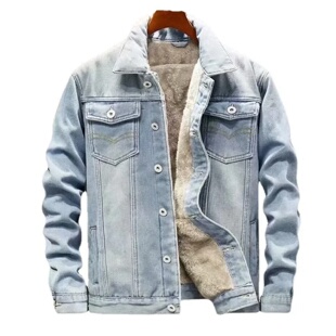 Thickened Fleece Casual Loo Jacket Winter Denim Men Lined