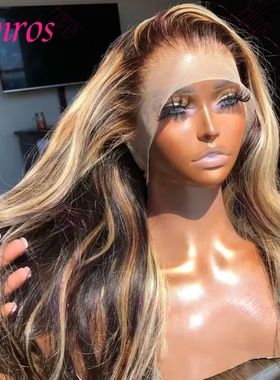13x6 Hd Transparent Body Wave Lace Front Wig Colored Highlig