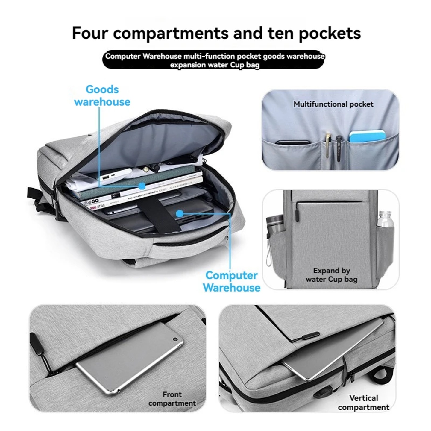 40L Laptop Backpack Durable 17 Inch for Men Women with USB