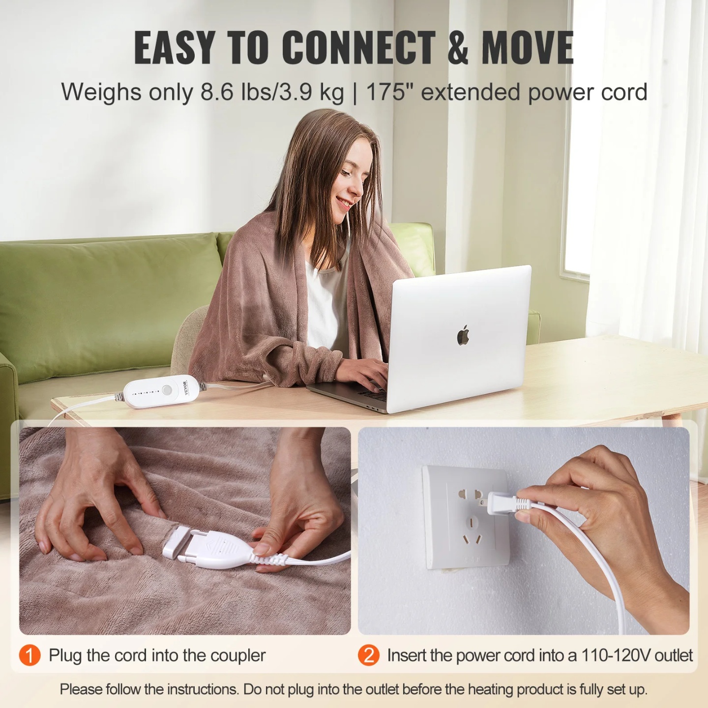 VEVOR Heated Blanket Electric Throw 100