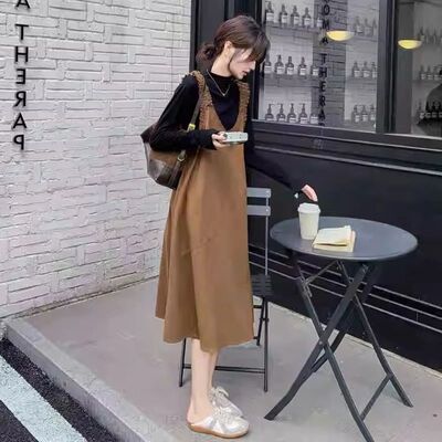 Autumn Maternity Clothes Set Long Sleeve  Balck Tops Brown S