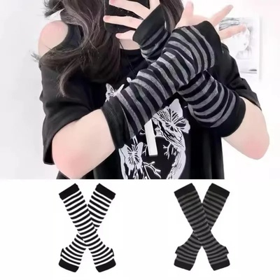 Women's Winter Knitted Gloves Girls' Cotton Fingerless Long