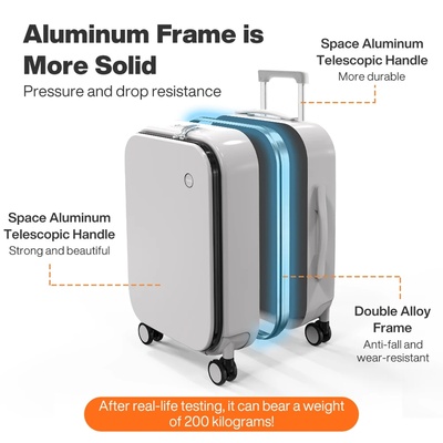 Mixi New PC Aluminum Frame Suitcase Front Opening Rolling T