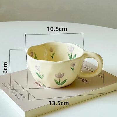 Hand Pinched Irregular Flower Ceramic Mugs Coffee Cups Milk