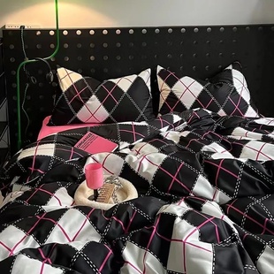 Ins Nordic Black Dot Bedding Set Flat Bed Sheet Duvet Cover