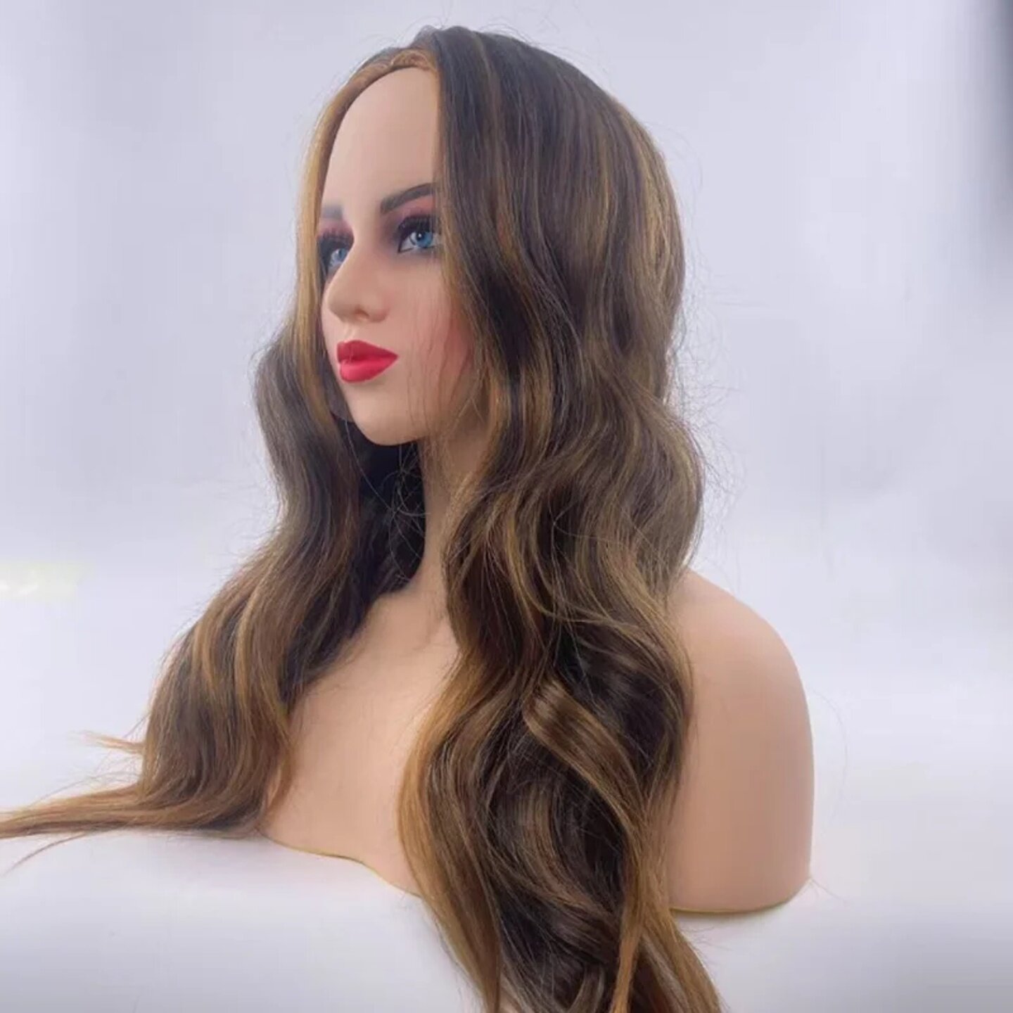 Long Brown Mixed Blonde Wig Women Long Brown Wig Girls Synt