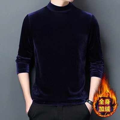 Men's Sweatshirt Velvet Half Turtleneck Sweater Autumn Wint