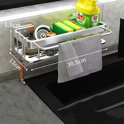 1pc Kitchen Aluminium Sink Drain Rack Shelf Basket Organize