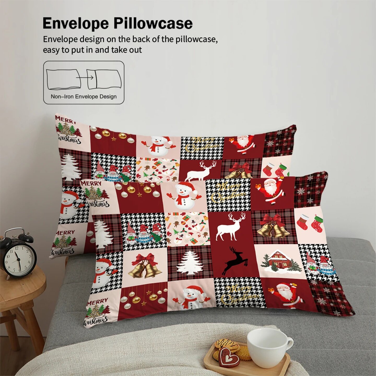 3pcs Merry Christmas themed printed bedding set, Christmas