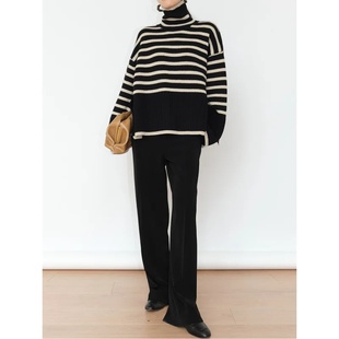 Turtleneck Striped Sweater2023New Autumn Winter Women and