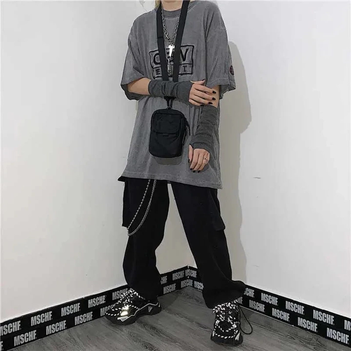 Outdoor Punk Long Fingerless Gloves Cuff For Women Men Outd