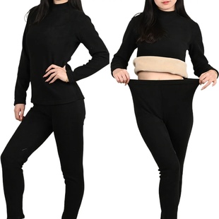 Women Thermal Underwear Sets Mid-high Collar Winter Warmth