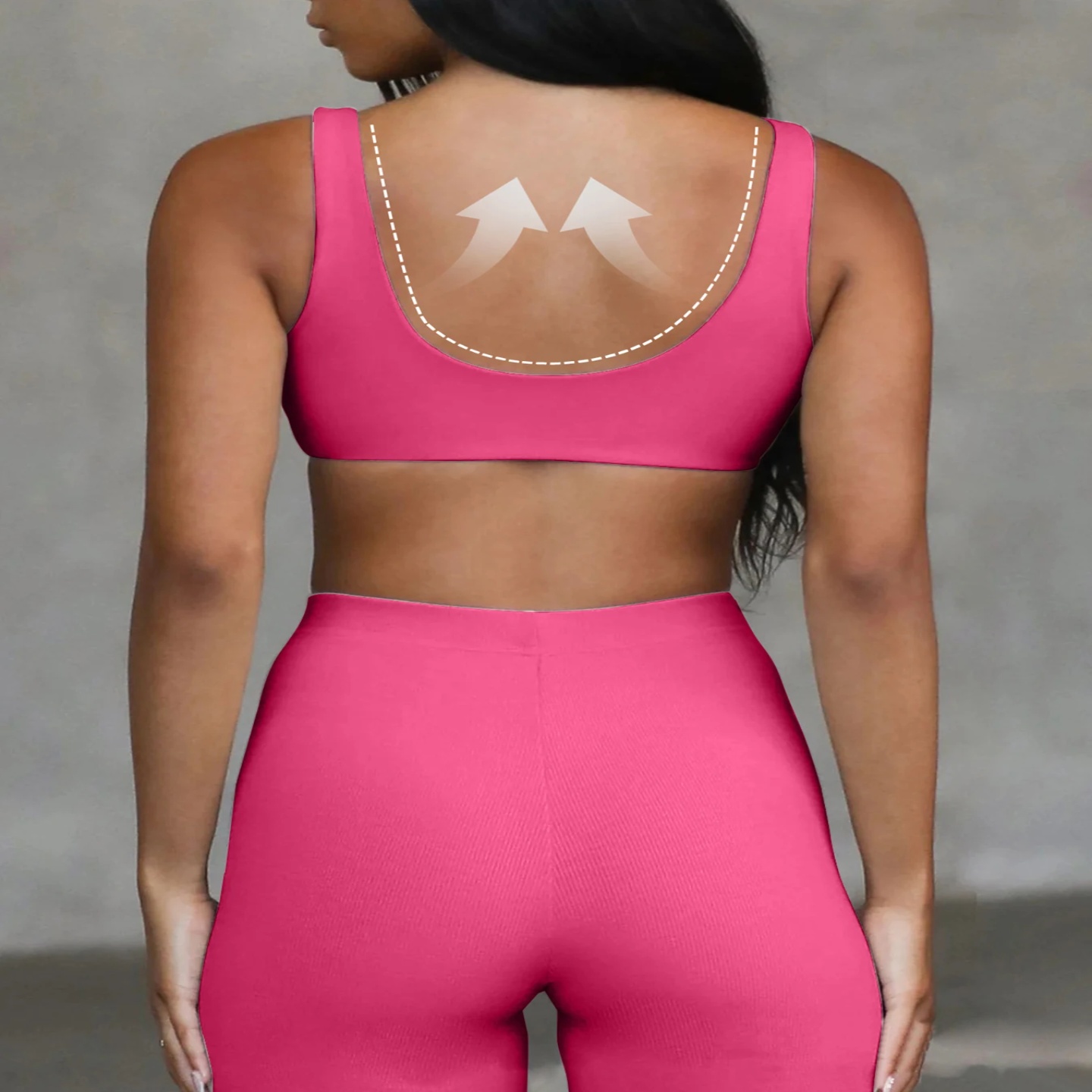 Unique design hot selling U-neck fitness suit, nude double-