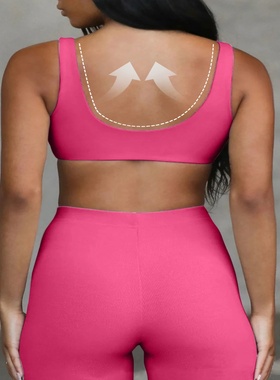 Unique design hot selling U-neck fitness suit, nude double-