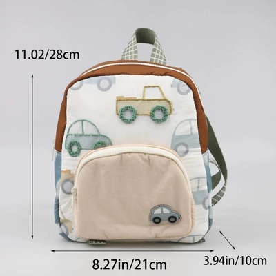 New Little Car Embroidered Backpack Cute Lightweight Childr