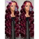 13x4 Human Burgundy Front Lace Wave Body Highlight 99j