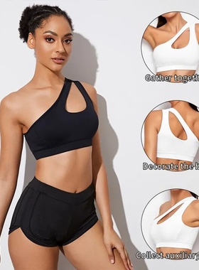 Women Sports Bra Push Up Fitness Bras One Shoulder Shockpro