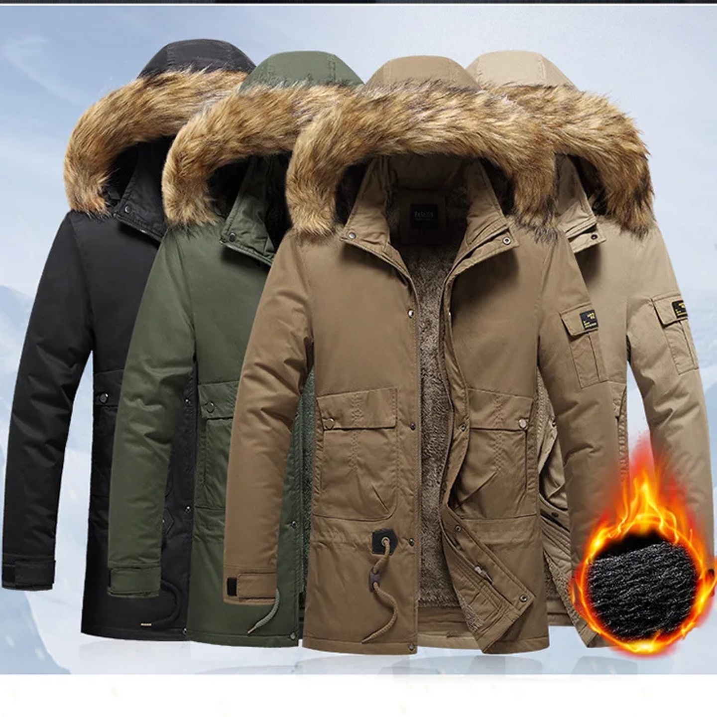 2025 Man Plush Jacket Winter Vintage Thicken Warm Windproof