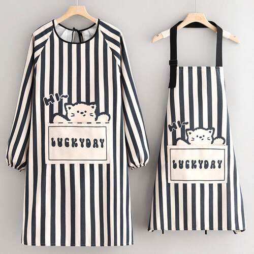 洋气帆布做饭罩衣厨房家用围裙餐饮专用长袖服防污透气围腰女