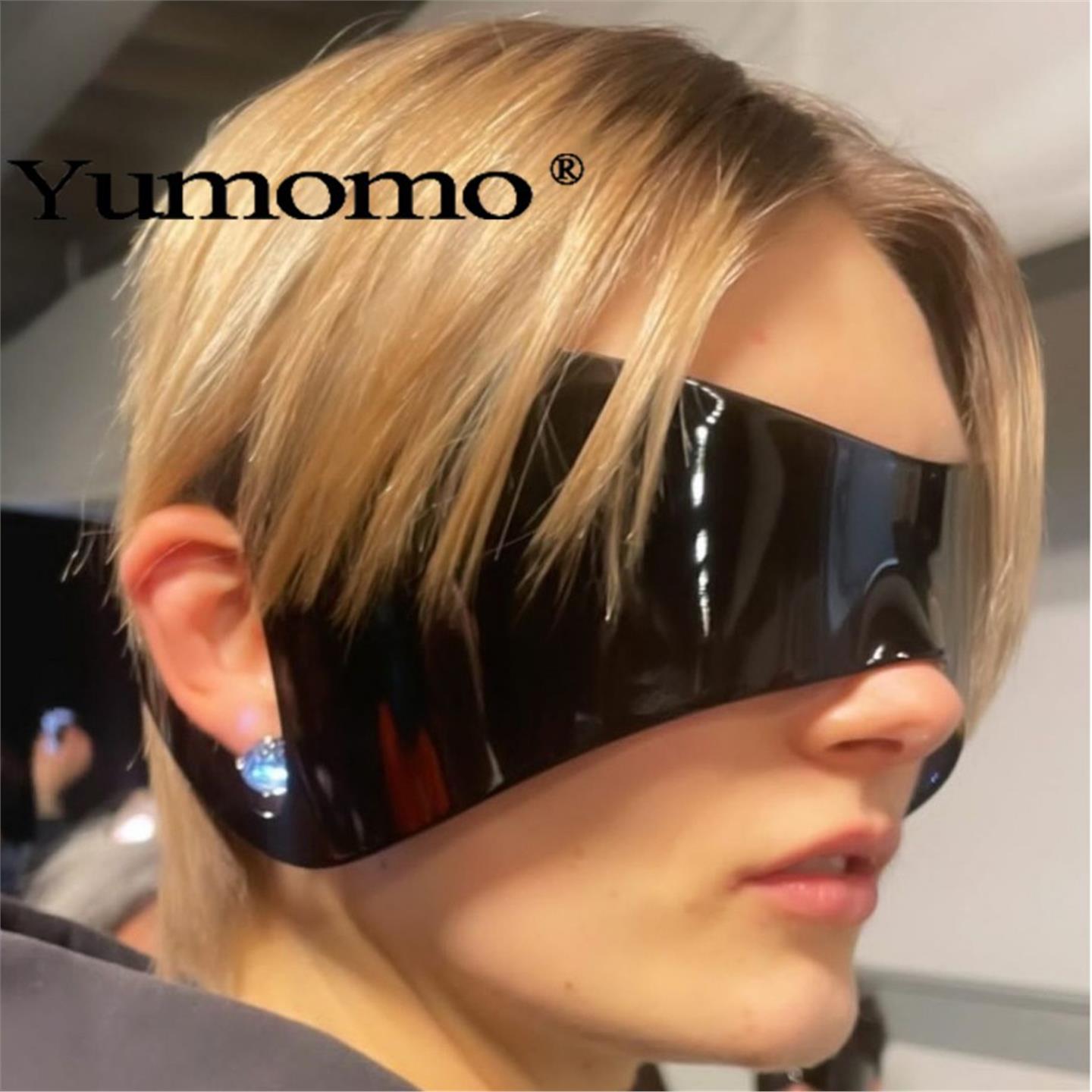 Yumomo2026超大连体时尚眼镜挂耳包朋克Y2K未来科技感时尚眼镜