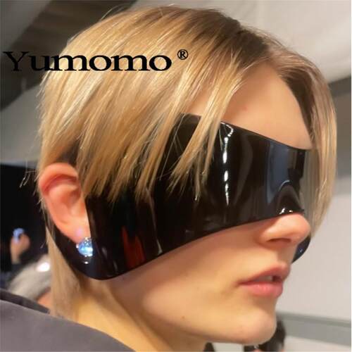 Yumomo2026超大连体时尚眼镜挂耳包朋克Y2K未来科技感时尚眼镜