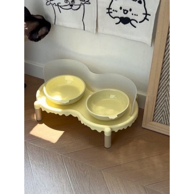 宠物陶瓷吃饭碗亲慢食碗大口径防外溅防黑下巴双碗进食喝水一体