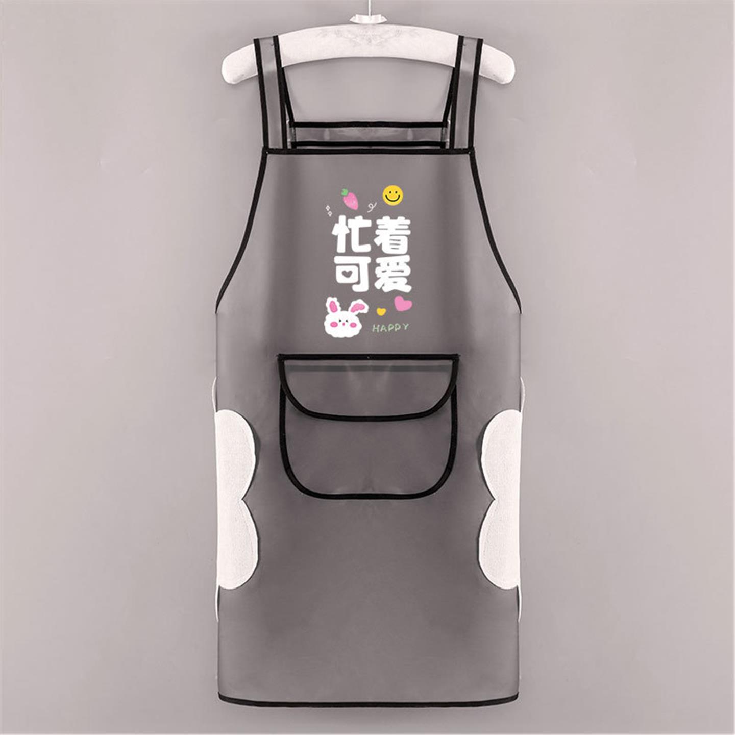 富牛牛同款围裙家用厨房防水防油网红餐饮简约透明忙着可爱围裙