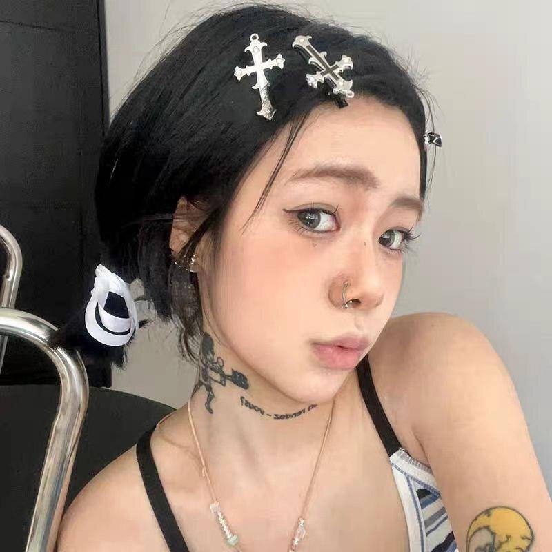 亚比头饰千禧辣妹欧美y2k发饰十字架发夹亚文化朋克头饰边夹一字