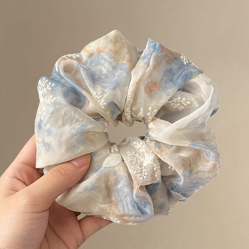 森系碎花大肠发圈女扎头发皮筋高级感气质头花头绳发饰