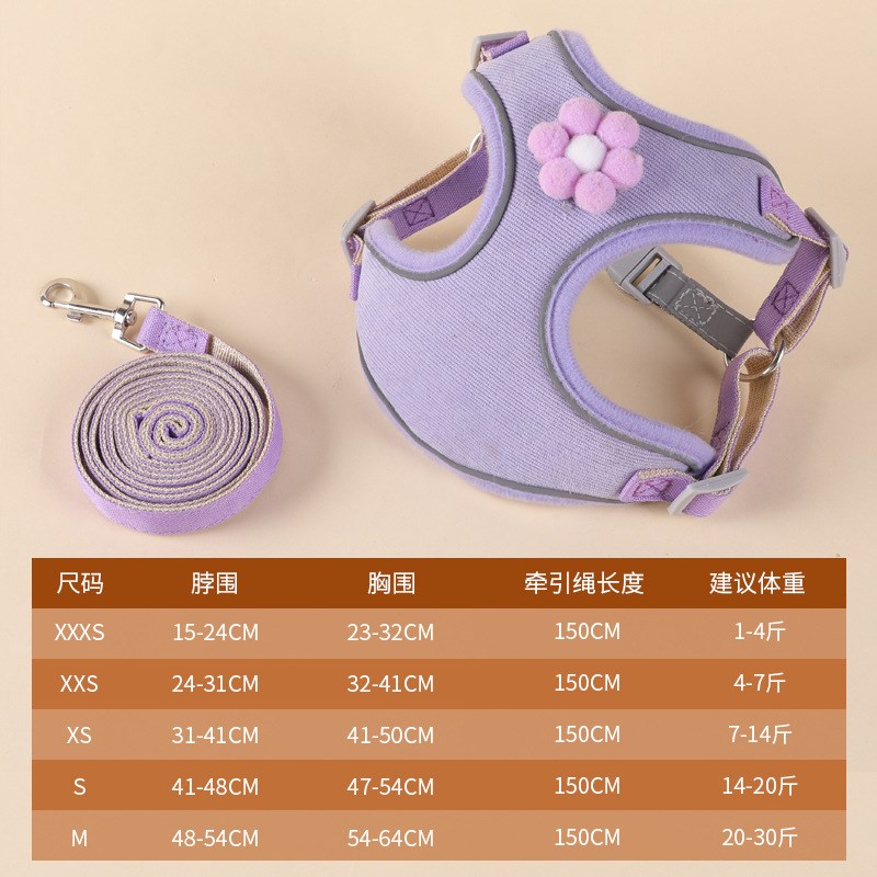 狗狗牵引绳小型犬狗绳子胸背带比熊泰迪J可爱网红遛狗牵引绳背带