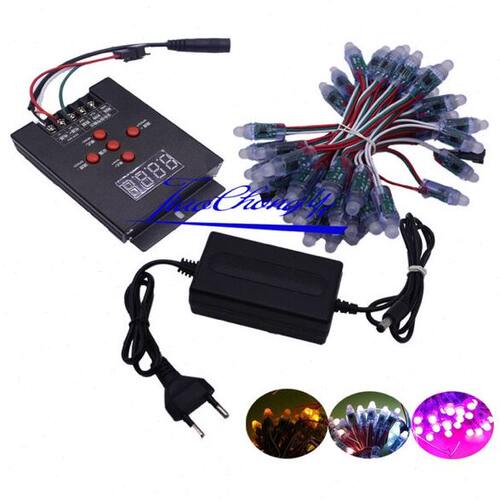 5V WS2811 12mm全彩点光源 加 T500控制器 加 2A5V电源适配器热卖