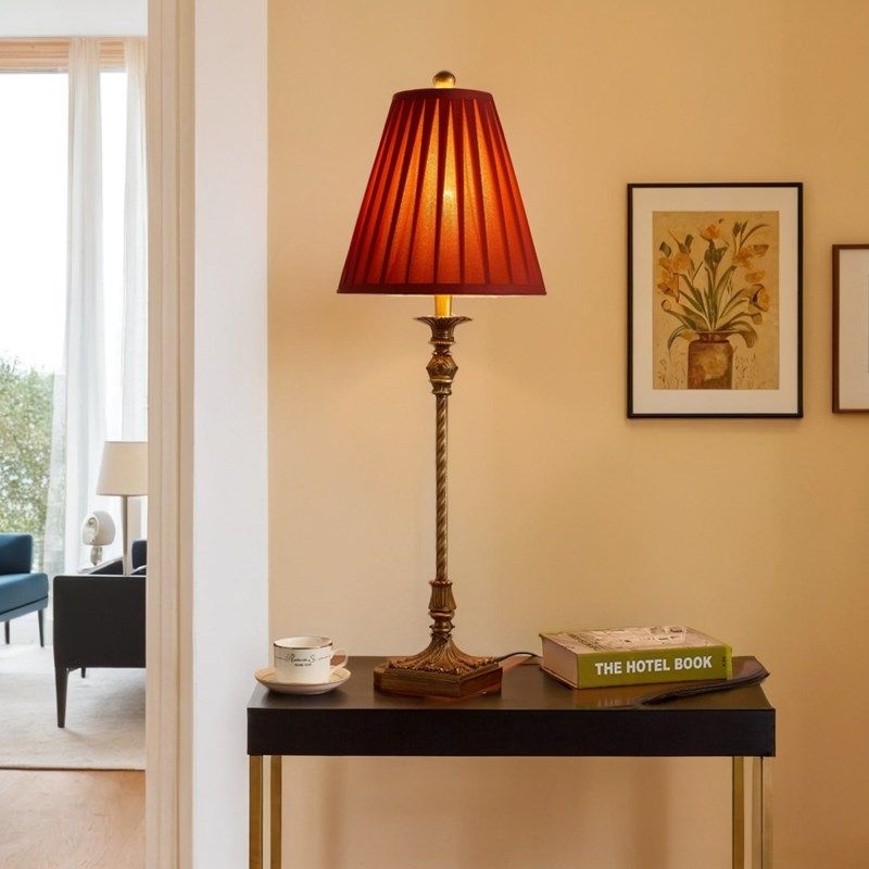 芘旗埕堡红色婚庆卧室台灯欧式复古怀旧美式玄关桌客厅落地灯