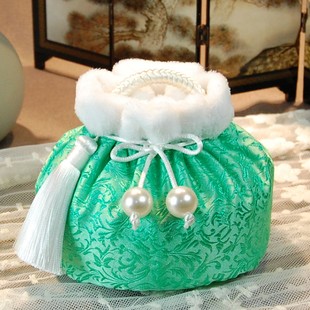 鹤语堂古风手工烫汤婆子布套锦缎毛绒暖手炉套汉服配饰可定制