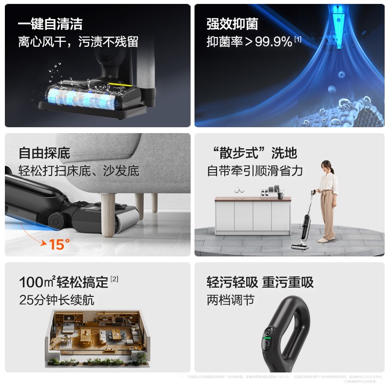 亿力家用洗地机吸拖洗一体机全自动清洗拖地机无线大吸力清洗拖把