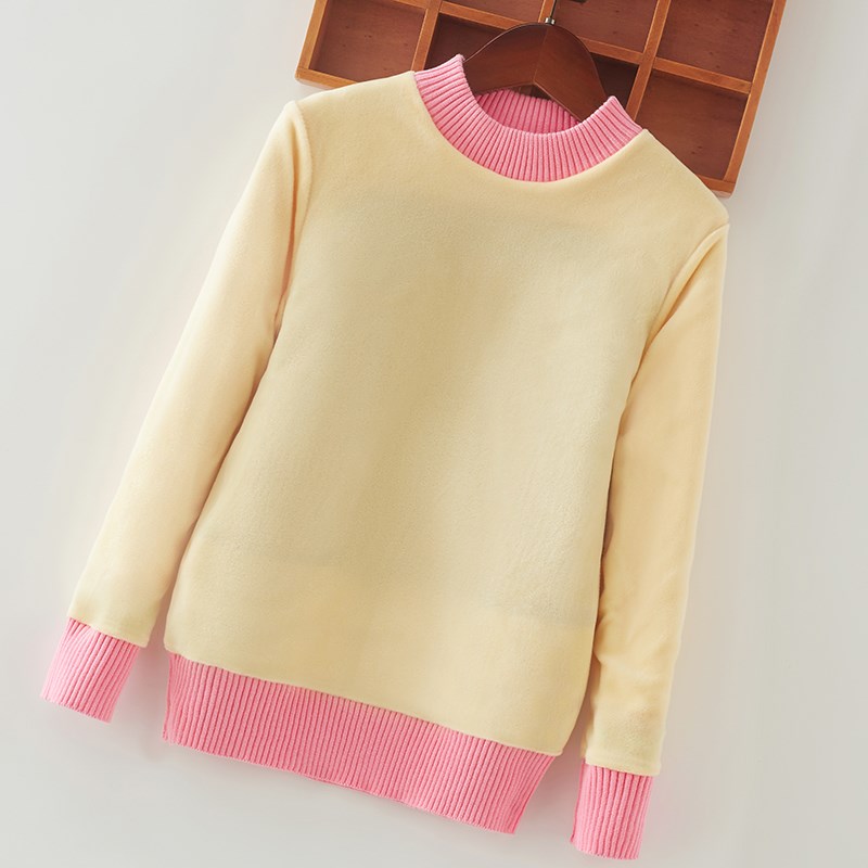 女童毛衣2021秋冬新款儿童洋气套头针织打底衫加绒加厚纯棉中大童