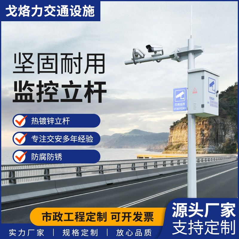 监控立杆室外3.5米组合杆双枪机加长支臂小区立杆镀锌管配箱子