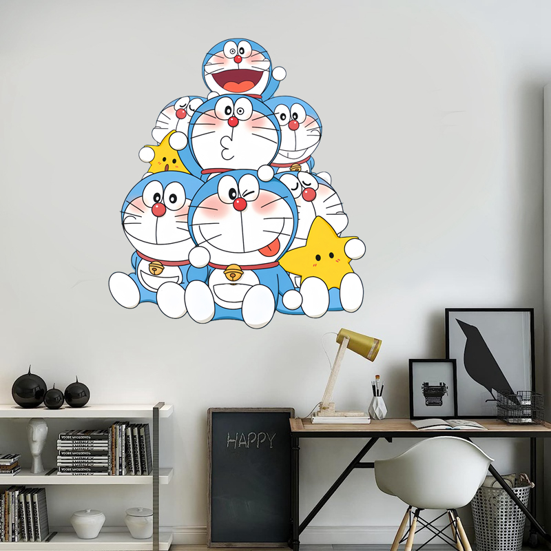 卡通哆啦A梦贴画墙贴画自粘贴纸客厅卧室门贴装饰贴画遮丑防水图片