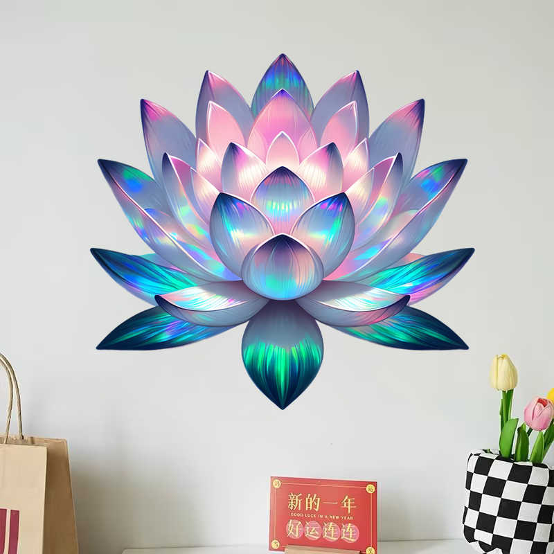 中式荷花贴纸贴画卧室客厅房间装饰贴画自粘墙贴画遮丑防水贴画图片