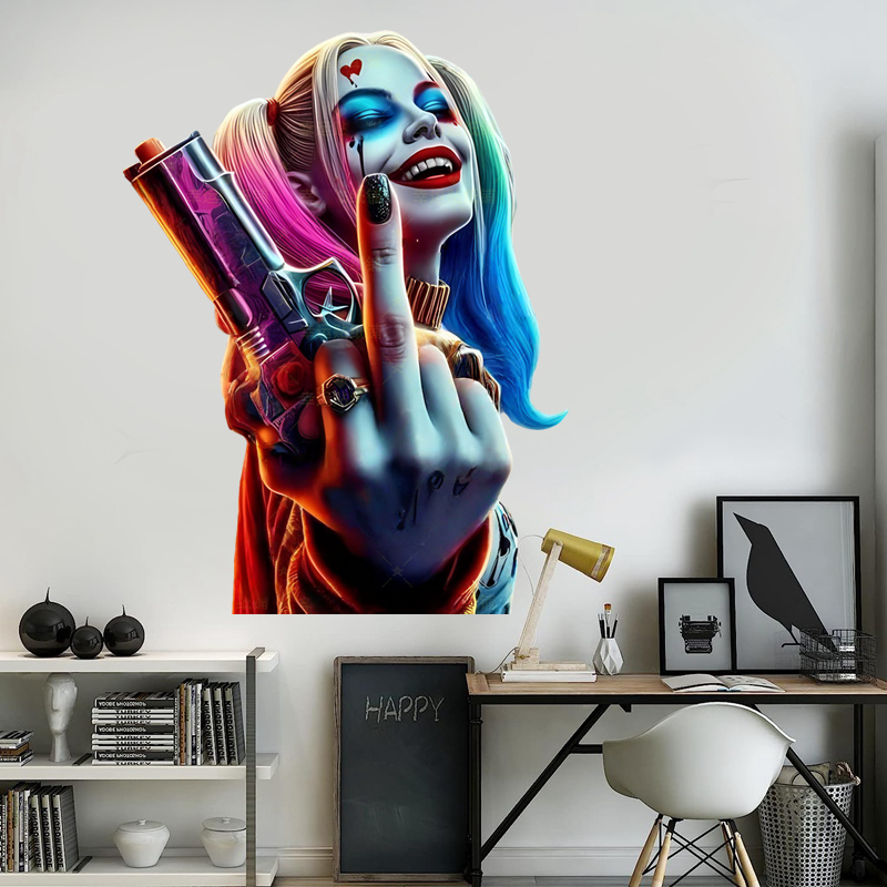 ins风个性小丑女哈莉奎茵贴纸贴画室内卧室墙上自贴画装饰贴画图片