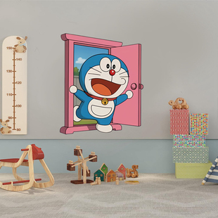 哆啦A梦任意门儿童房卡通墙贴画卧室客厅装饰画出租屋房间自粘