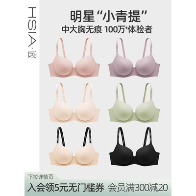 【小青提】遐无痕内衣女夏薄款全罩杯微聚拢防下垂大胸显小文胸罩