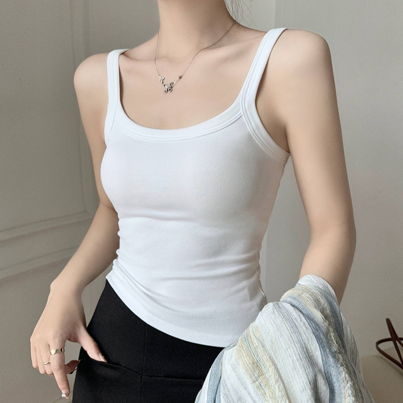 纯棉打底美背吊带背心女2024夏季新款文胸一体外穿内搭显瘦小上衣