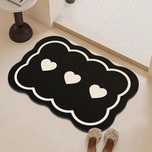 风爱心浴室吸水防滑地垫卫生间门口耐脏速干可裁剪硅藻泥地垫