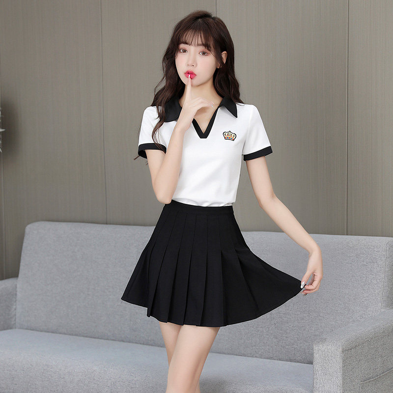 足浴足疗技师工作服女减龄气质性感显瘦养生馆按摩沐足前台百褶裙