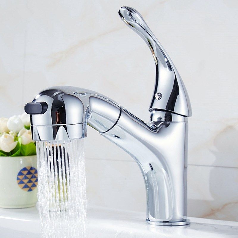 可抽拉式面盆水龙头 台盆洗手脸盆洗头冷热水龙头带花洒洗头,家装主材,面盆龙头,淘宝优惠券,粉丝福利购,淘宝优惠卷