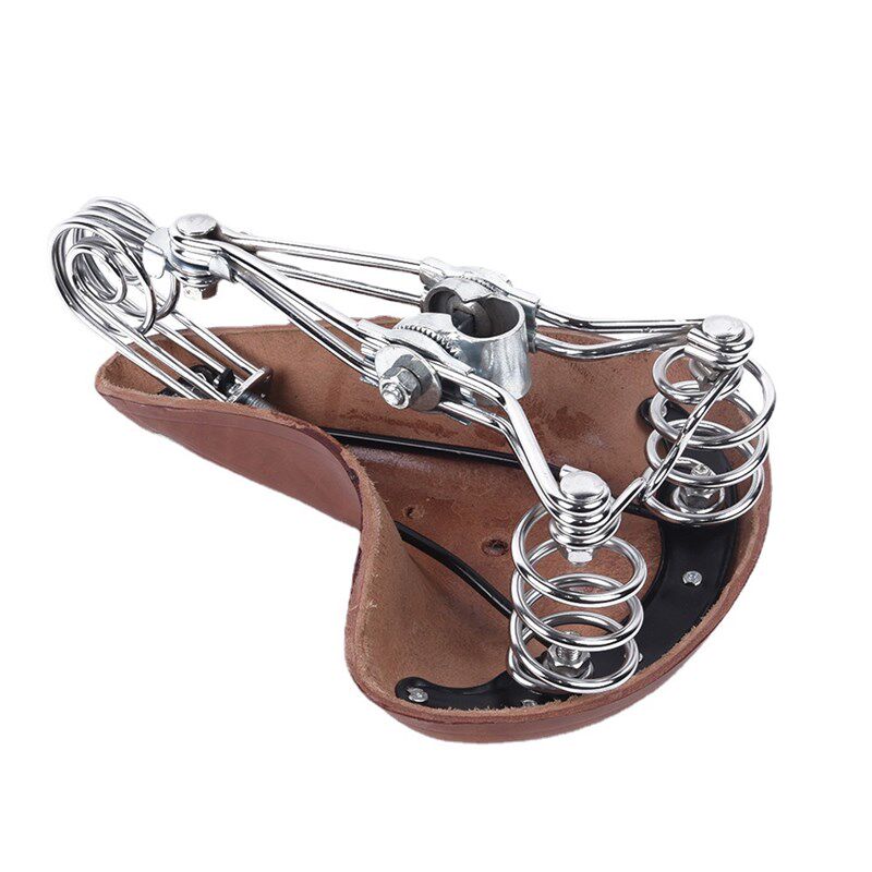 自行车牛皮鞍座真三簧坐垫复古车座牛皮鞍座包自行车配件骑行装备