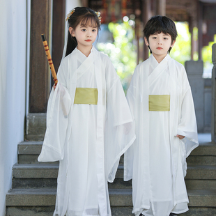 汉服儿童魏晋女侠风大袖衫超仙中国风儿童古装交领男女童国学服夏